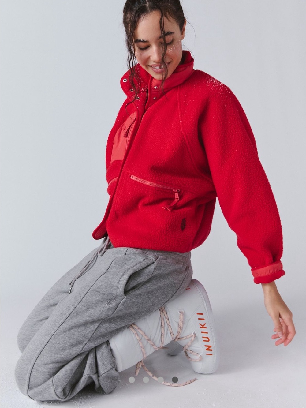 Red hit the slopes Jacket - Women's Cozy Zip Pocket Jacket